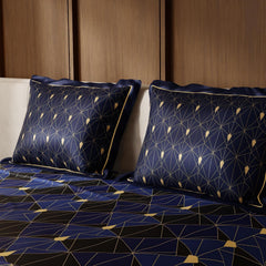 Premium Bedding Set King Size Bedsheet With 2 Pillow Covers | 90 X 108 Inches, Black & Blue | Ultimate Comfort, Breathable - Wedding Gift For Couples