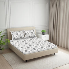 Polycotton Large Bedsheets With 2 Pillow Covers Soft & Skin - 108 X 108 Inches, Grey | Soft Touch, Wrinkle Resistant, Skin Friendly - Perfect Fit & Stylish Look