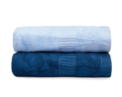 Mush Bamboo Hand Towels 600 Gsm | 100% Bamboo Gym Towel For Men & Women Workout Ultra Soft, Absorbent & Quick Dry Towel (Navy & Sky Blue) -Set Of 2