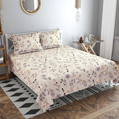 Cotton AC Comforter Set King Size Double Bedsheet With & Two King Pillow Covers - 90 X 100 Inches, Brown & Beige | Ideal For House, Hotel, Guest Room