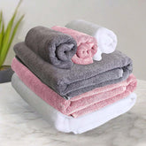 Heelium Bamboo Towel Set 3 Bath & 3 Hand Towel 1900 Gsm | Super Soft & Antibacterial Towel (Peach, Grey, White)