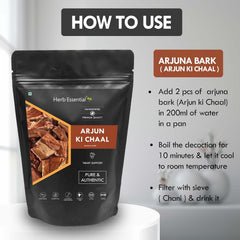 Herb Essential Arjun Ki Chaal Raw, Terminalia Arjuna Bark, Raw Dry Organic Arjun Tree Bark, Lowers Bad Cholesterol | 200gm 0.4lbs