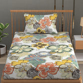 Premium Cotton Elastic Fitted 1 Single Bedsheets With 1 Large Pillow Covers | Size 36 X 78 X 6 Inches, Multicolor - Printed Big Flower | Wrinkle Free & Soft Touch Summer Bedsheet
