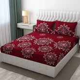 1 Bedsheet For Double Bed With 2 Pillow Covers - 90 X 100 Inches, Maroon | Premium Cotton Material Double Bedsheet Queen Size | Skin Friendly & Long Lasting