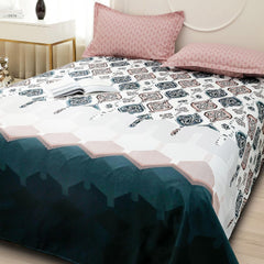 Bedsheets For Double Bed With 2 Pillow Cover - 92 X 98 Inches, White & Peach | Satin Finish Microfiber Queen Size Bedsheet | Skin Friendly & Breathable Fabric