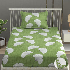 Elastic Fitted 1 Single Bedsheet With 1 Pillow Cover | 36 X 78 Inches, Light Green - Breathable & Durable, Soft Touch & Perfect For All Seasons