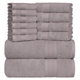 Trident Soft Comfort Air Rich Bath Towels 500 Gsm | 100% Cotton Towel, Super Soft, Highly Absorbent 12 Pieces - Charcoal
