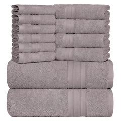 Trident Soft Comfort Air Rich Bath Towels 500 Gsm | 100% Cotton Towel, Super Soft, Highly Absorbent 12 Pieces - Charcoal