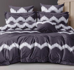 1 Flat Bedsheet For King Size With 2 Pillow Cover + Comforter - 90 X 100 Inch, Dark Grey | Super Soft Glace Cotton - 4 Pcs Bedding Set | Perfect Gifts Set Wedding, Anniversary