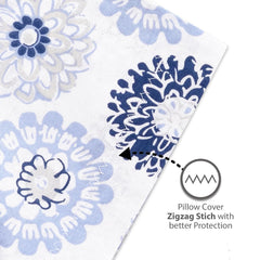 100% Pure Cotton Double Bedsheet For Queen With 2 Pillow Covers - 87 X 100 Inches, White & Blue | Soft & Durable For Everyday Use & Bedroom - All Season Comfort
