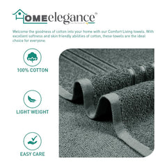 Home Elegance 100% Cotton Comfort Living Bath Towel 400 Gsm (New Grey)- Pack Of 1