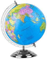 Educational Globe - 13 Inch Height Metal Base World Globe For Home & Office Decor - Gift & Show Piece (Pack Of 1)