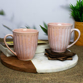 Handcrafted Flamingo Pink Ceramic Coffee Mug Set Of 2 - 350ml Each | Ceramic Mugs For Coffee, Tea, Milk - Microwave Safe & Dishwasher Safe