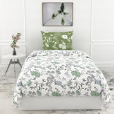 1 Single Bedsheet & 1 Pillow Cover - 54 X 84 Inches, Sage Green & White | Coordinated Look For Your Bedding | Durable & Easy To Maintain