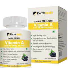 Eternalhealth Vitamin A With Bilberry Extracts & Retinyl Palmitate Extracts - High Potency Form, Supports Healthy Vision & Immune System , Healthy Growth | 90 Veg Capsules , 150gm 0.3lbs