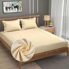 Queen Size Solid Plain Bedsheet Set Includes 2 Pillow Covers - 90 X 95 Inches, Ivory | Exceptional Softness & Breathability | Premium Microfiber Material