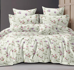 Super Soft Cotton King Size Bedsheet With 2 Pillow Cover + Comforter - 72 X 78 Inches, Multicolor | All Around Elastic Fitted | Skin Friendly & Long Lasting