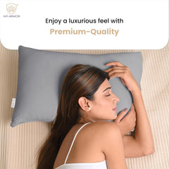 Microfiber Pillows For Sleeping, Height Adjustable Bed Pillows, Grey - 41x61 Cm | Rectangular Shape, Neck Support, Ergonomic, Hypoallergenic, Washable, Easy Maintenance - Pack Of 2
