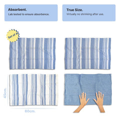 Indihaus Cotton Multi-Purpose Kitchen Hand Towels 250 Gsm | Waffle & Stripes Lunch, Dish Towel (Blue)- Pack Of 4