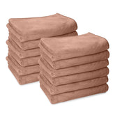 Housse Premium Microfiber Face Towel 1700 Gsm | Korean Beauty Ultra Absorbent, Odour-Free, Quick Dry Face Towel (Pack Of 12) - Warm Beige