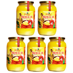 Pure Organic Bilona Ghee By Gavyamart | Rich In Healthy Fat Nutrients Desi Cow Ghee Perfect For Cooking | 5 Litre (1 Litr * 5) 169.0 Ounce | Jar Pack