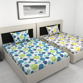 Combo 2 Single Bedsheet With 2 Pillow Cover - 57 X 87 Inches, Multicolor | 144 Thread Count Lightweight, Soft, Skin Friendly - Durable Bedsheets For Everyday Comfort