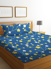 Printed Double Bedsheet King Size Set With 2 Pillow Covers - 90 X 100 Inches, Blue | Lightweight & Breathable, For Bedroom & Gifting Double Bedsheet