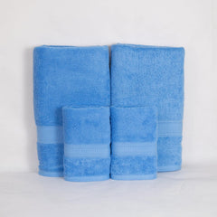Rangoli 100% Cotton Fibre 2 Bath & 2 Hand Towel 1400 Gsm | Highly Durable & Super Absorbent Towel | Skin-Friendly & Quick Drying Luxury Towels (Sky Blue) - Pack Of 4