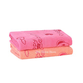 Jbg Home Store Kids Bath Towel 500 Gsm | Premium Microfiber Quick Drying Towels For Babies, Cartoon Print Wash Dry Cloth Towel (Pink & Peach Bear) - 2 Pcs