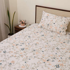 Polyester Single Bedsheet For Single Solid Bed Sheet With 2 Pillow Cover - 68 X 90 Inch, White | 186 Thread Count Breathable & Comfortable Fabric Bedsheet