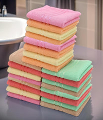 Weavers Villa Cotton Plain Soft Face/Hand Towel 3600 Gsm (Multicolour) - Set Of 24
