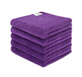 Softspun Microfiber Cleaning Cloths Towel 300 Gsm | Thick Lint & Streak-Free Multipurpose Cloths Automotive Microfibre Towels For Car, Bike Cleaning Polishing Washing Pack Of 5 (Purple)