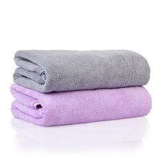 Glivary Microfiber Bath-Soft Towels 640 Gsm | With Hook Quick Dry Super Absorbent-Bath Towel For Men & Women (Grey/Purple) | Pack Of 2