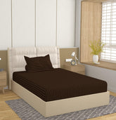 1 Single Bedsheet With 1 Pillow Cover - 60 X 90 Inches, Brown | Durable & Long-Lasting | Naturally Soft, Breathable, & Skin-Friendly