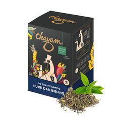 Chayam Pure Darjeeling Tea - 20 Pyramid Tea Bags | Premium Whole Leaf Black Tea - Make Iced Or Hot Tea | Low Caffeine, Gluten Free