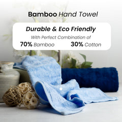 Mush Bamboo Hand Towels 600 Gsm | 100% Bamboo Gym Towel For Men & Women Workout Ultra Soft, Absorbent & Quick Dry Towel (Navy & Sky Blue) -Set Of 2