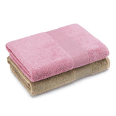 Haus & Kinder Harmony Combed Bath Towel 500 Gsm | Cotton Towel For Men, Women | Towels For Gym, Spa | Pink & Taupe (Pack Of 2)