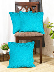 Microfiber Square Pillow Cushion For Sofa & Bed, Sky-Blue - 12 X 12 Inch | Soft, Fluffy For Comfort & Back Support | Breathable, Washable | Premium Velvet Outer Cover With Zip - Set Of 3