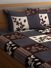 Microfiber Double Bedsheet With 2 Pillow Covers - 85 X 86 Inches, Brown | Normal Hand Wash Or Machine Wash | 144 Thread Count