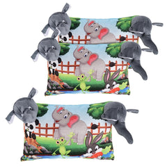 Soft & Cozy Pillow For Kid's, Comfortable Pillow For 2 Year Old's Elephant Print, Grey - 12x18 Inches | Suitable For All Sleepers, Multipurpose & Comfortable, Breathable - Pack Of 3