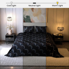 Bedsheet For Super King Size Bed With 2 Matching Pillow Cover - 108 X 108 Inches, Black | Ideal For Healthy Skin & Hair | 100% Premium Fabric Is Lightweight, Soft & Comfortable