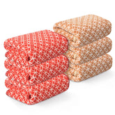 Kuber Industries Microfiber Soft Face Towel 1200 Gsm | Absorbent Hanging Hand Towels For Wash Basin Bathroom | Circle - Red & Golden (6 Pcs)