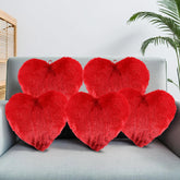 Heart Shape Pillow, Soft Cushion Pillow For Car & Room Decoration, Red Color - 18 Inches | Decorative Plushie Cushions For Sofa & Bed | Head Rest Pillow, Multipurpose Use - Pack Of 5