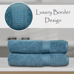 Rangoli 100% Cotton Fibre Bath Towel 1000 Gsm | Highly Durable & Super Absorbent Towel | Skin-Friendly & Quick Drying Luxury Towels (Blue) - Pack Of 2