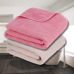 Fezora Microfiber Contler Bath Towels 700 Gsm | Large Size Bath Towel Soft & Absorbent Bath Towel For Men & Women (Peach & Cream)- Pack Of 2