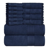 Trident Soft Comfort Air Rich Bath Towels 500 Gsm | 100% Cotton Towel, Super Soft, Highly Absorbent, 12 Pieces (Navy)