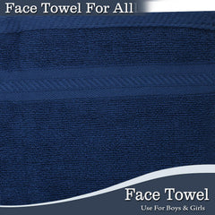 Fresh From Loom Face Towel 500 Gsm | 100% Cotton Ultra Soft, Absorbent & Quick Dry Towel For Facewash (Navy Blue) - Set Of 6 Pcs