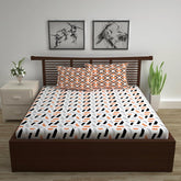 100% Cotton Double Bedsheet With 2 Pillow Cover - 87 X 100 Inches, Peach & White | Lightweight, Soft, Skin Friendly - Durable Bedsheets For Everyday Comfort