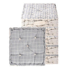 Soft Cotton Chair Cushions For Sitting, Button Pillow, Printed - Light Grey & Grey | For Office Work & Posture Support | Sitting Cushion & Back Rest For Chair | Pain Relief - Pack Of 6