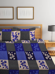 1 Double Bedsheet With 2 Pillow Covers - 85 X 86 Inches, Blue | Long-Lasting Color Comfortable Fabric Bedsheet